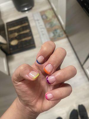 Gel rainbow French manicure