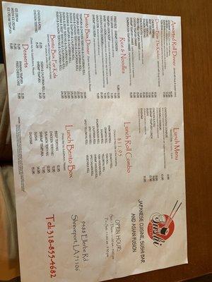 Menu front