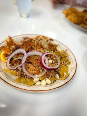 Chile Verde Chilaquiles w/ Carnitas