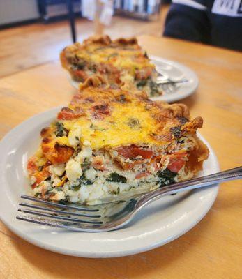 Feta, spinach, tomato quiche