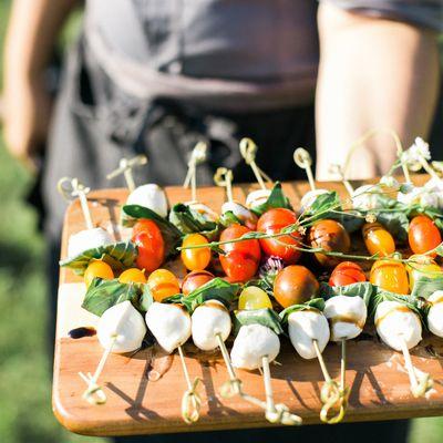 Caprese skewers - cherry tomato, fresh mozzarella, basil,
balsamic glaze