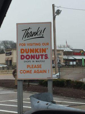 Dunkin Donuts Walpole -- 21 Providence Highway, Walpole               Sign