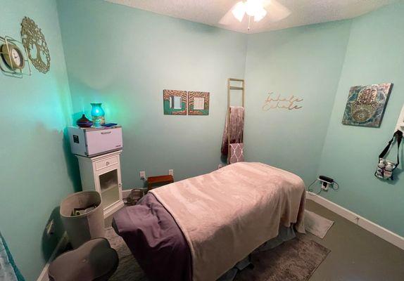 Relaxing, soothing space filled with calming vibes and scents of essential oils!