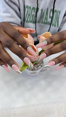 Long nails with design