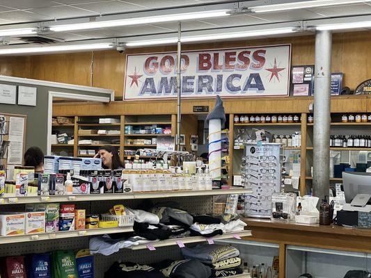 Patriotic small town pharmacy