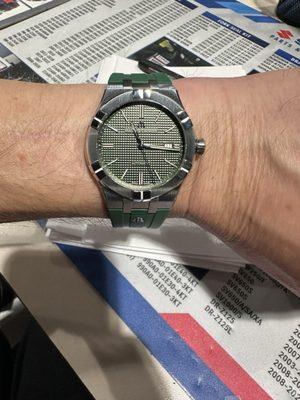 Wrist check: My new Maurice Lecroix Aikon in green. Out in the wild.