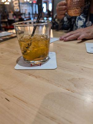 The Old fashioned as served before I took a drink. Just seemed like something was missing. Presentation not great but it tasted good.