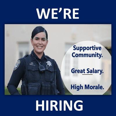 The Santa Clara Police Department is hiring! Got to https://www.santaclaraca.gov/our-city/departments-g-z/police-department/recruiting/sworn