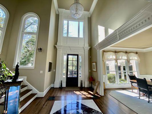 stone white round top windows double hung windows picture windows