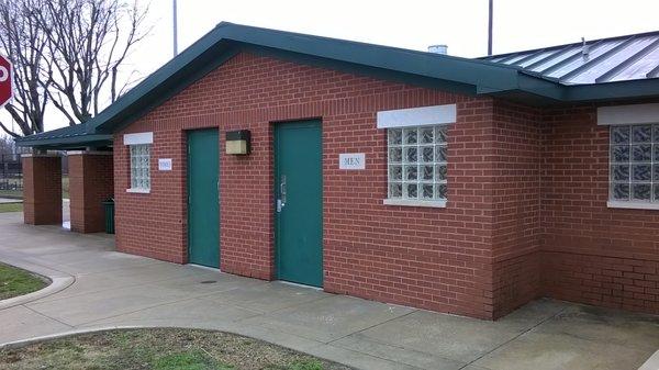 restrooms between the playgrounds and the ballparks