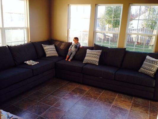 Our HUGE beautiful sectional! LOVE Dynasty furniture!! Paid about $1000 for this!