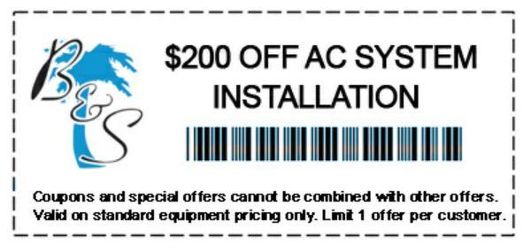 $200 OFF an air conditioning system installation!