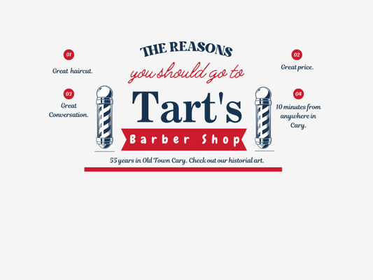 Step back 55 years in time and experience the timeless charm of Tart's Barber Shop!