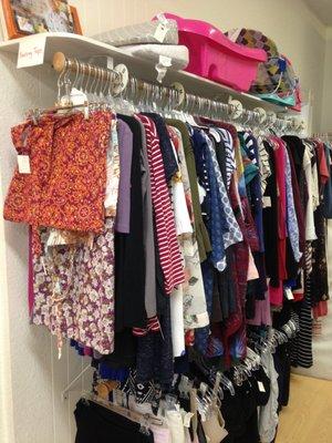 Great selection for maternity clothing.
  Pants, nursing tops, bras, swimwaer and belly bands