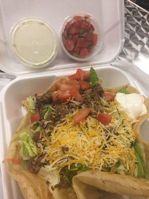 Taco salad for $7.60 including tax on Wednesdays