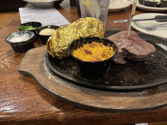 Loaded baked potato, everything was individually served due to a food allergy