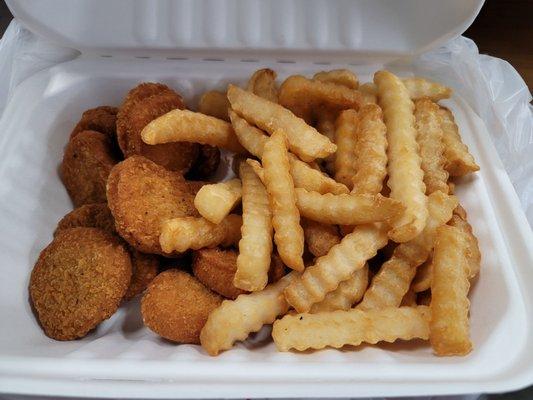 Chicken Nuggets and French fries.