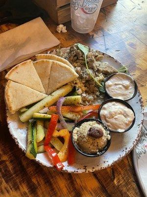 Mediterranean Plate with Mediterranean Olive Hummus and Grilled Chicken