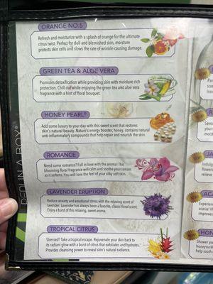 Fragrance menu