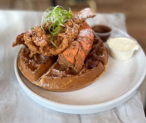 Lobster & Sweet potato waffles