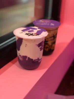 To-taro green milk tea with honey boba