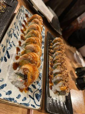 seared salmon and spicy shrimp tempura