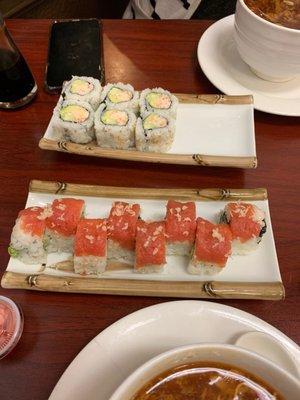 California roll & Colorado roll (avocado crab spicy tuna)