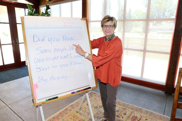 Lynda Paulson training sales staff at Cakebread Winery  Napa Valley