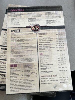 Menu back