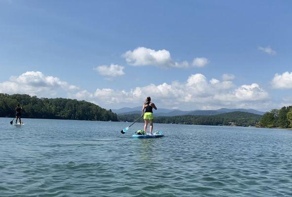 Mountain view during SUP Yoga!