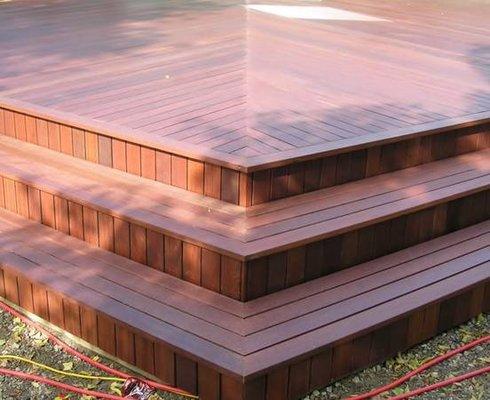 Red Balau hardwood for decking, siding and fencing material.