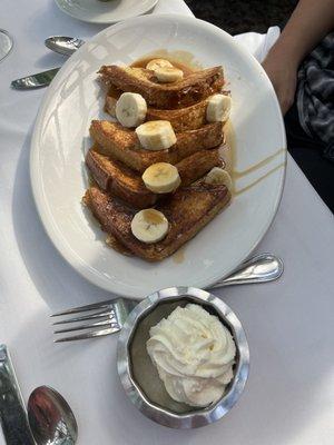 Bananas foster French toast. Son loved it!