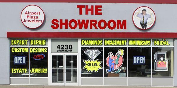 Look for The Showroom on Union in the Airport Plaza, next door to the Subway sub shop!