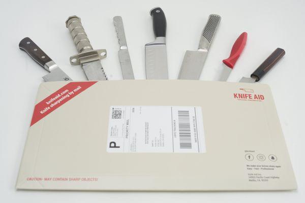 Our dedicated Knife Aid shipping envelop.