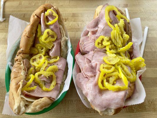 The regular on left & grinder on right. Very good subs.