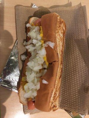 Lousy puny hot dog not worth 4 bucks