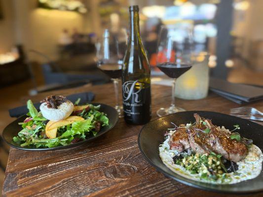 Lamb Chops and Burrata Salad