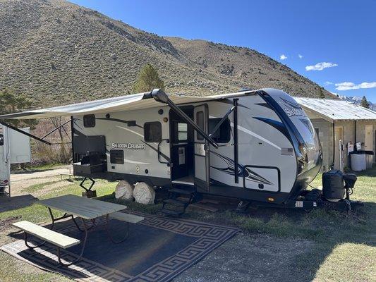 Welcome our newest rental trailer #8!  Shes a 2019 Shadow cruiser with a pillowtop queen mattress up front, and twin full size bunk beds!