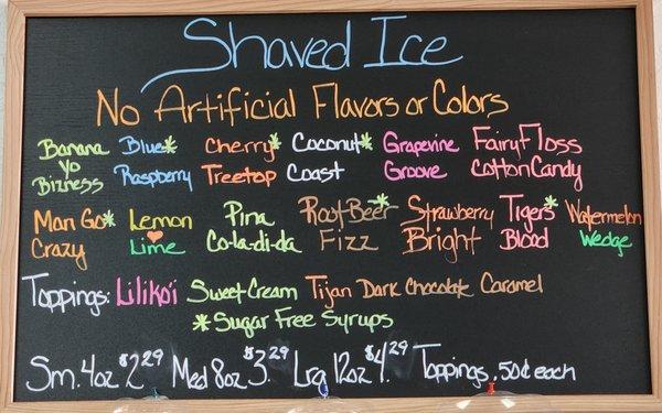 Shaved Ice - Snowie Naturals - no artificial colors or flavors