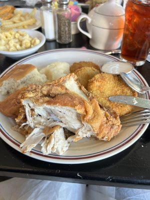 Fries chicken lunch plate