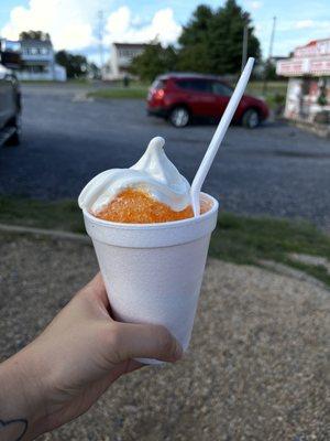 Orange "Lollipop" (snow cone + custard)