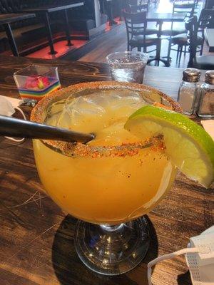 Spicy peach margaritas