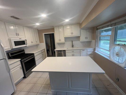 Painted cabinets,new quartz countertops