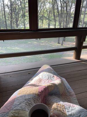 Restful time on the screened in porch