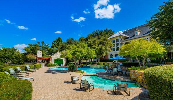 Poolside at Riverhill Apartments in Grand Prairie, Texa