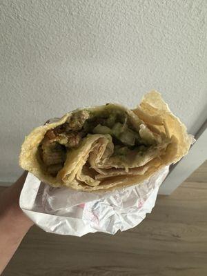 Ordered burrito like I always do, but this location has about 75% tortilla as the entire burrito.