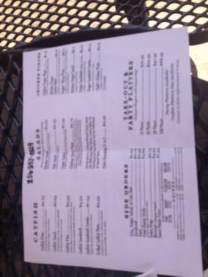 Side two of menu.