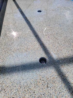 This is how they tried to leave  refinish after installing the lights wrong on a brand new pool build