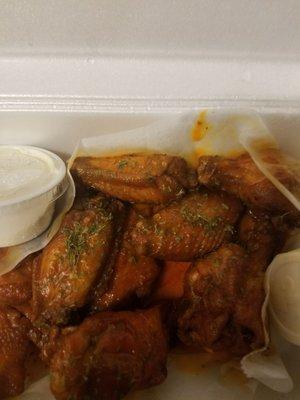 Wings. Mild sauce and larhe gyro..absolutley delicious