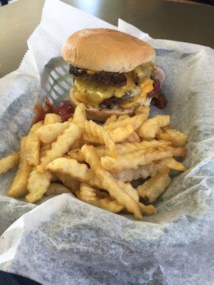 Double cheeseburger with fries. It was the bomb!